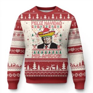Felix Navidad Mis Amigosi Trump Ugly Christmas Sweater - Grishko.com