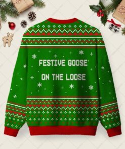 Alternative view of Festive Goose On The Loose Ugly Christmas Fuzzy Fleece Sweatshirt