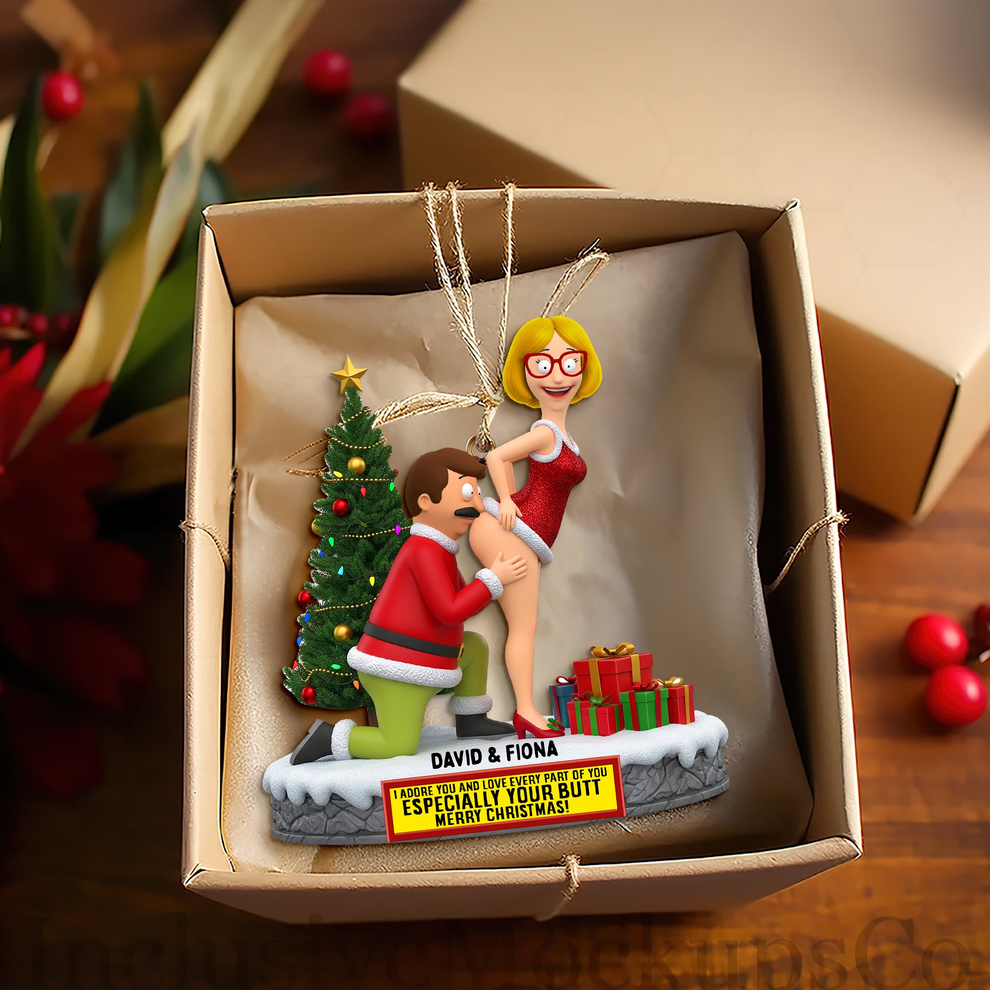 Festive Kiss Couple Ornament - Personalized Christmas Gift For Couples 03OHLU190925 - Image 4