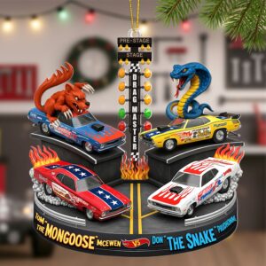 Alternative view of Festive Rivalry Christmas Ornament, Personalized Gifts For Drag Racing Lovers 05qhti150925