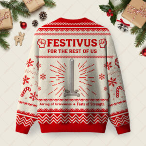 Alternative view of Festivus Cheer Ugly Christmas Fuzzy Fleece Sweatshirt
