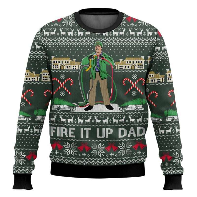Fire It Up Dad National Lampoon's Vacation Ugly Christmas Sweater
