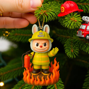 Firefighter Bunny Christmas Ornament Personalized Gifts For Firefighter 05PGDT190825