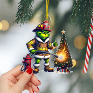 Alternative view of Firefighter Christmas Ornaments - Green Monster - Personalized Gifts For Firefighter