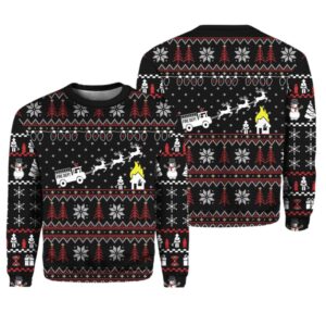 Alternative view of Firefighter FIRE DEPT Ugly Christmas Sweater - Grishko.com