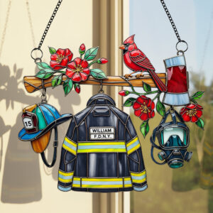 Alternative view of Firefighter Heaven Suncatcher Ornament Personalized Gifts For Firefighter 05OHDT040925