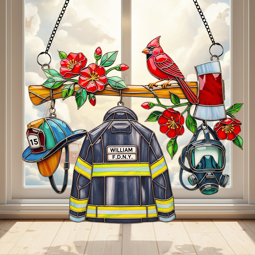 Firefighter Heaven Suncatcher Ornament Personalized Gifts For Firefighter 05OHDT040925