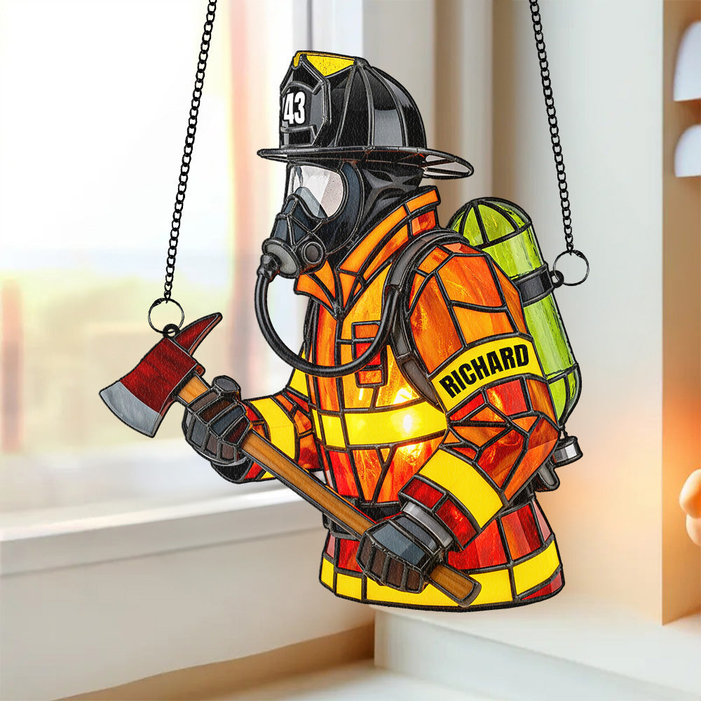 Firefighter Suncatcher Ornament - Personalized Gifts For Firefighters 01namg070725 - Image 3