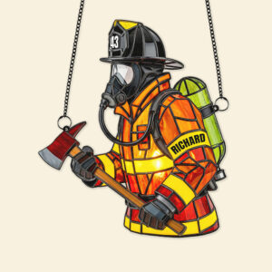 Alternative view of Firefighter Suncatcher Ornament - Personalized Gifts For Firefighters 01namg070725
