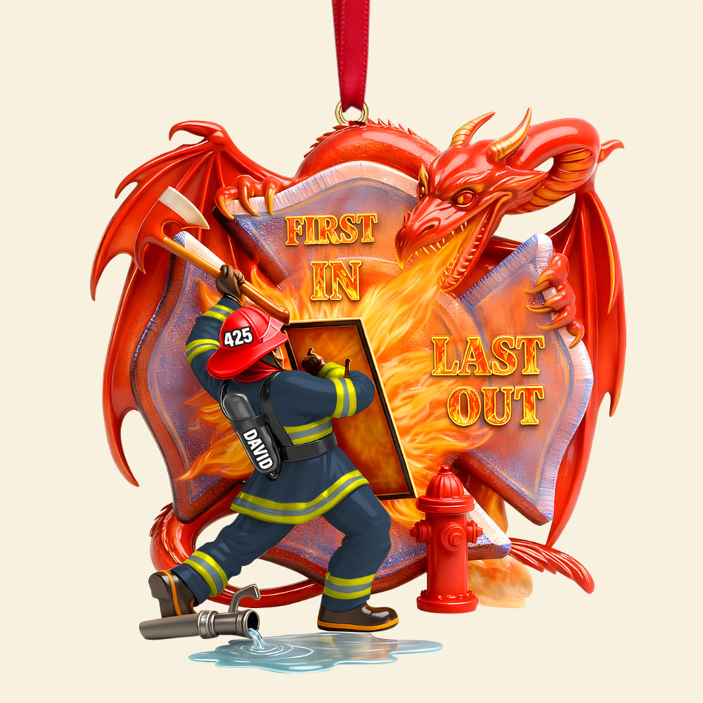 Firefighting With Dragon Acrylic Ornament - Personalized Gifts For Firefighter 04QHTN101125 - Image 4