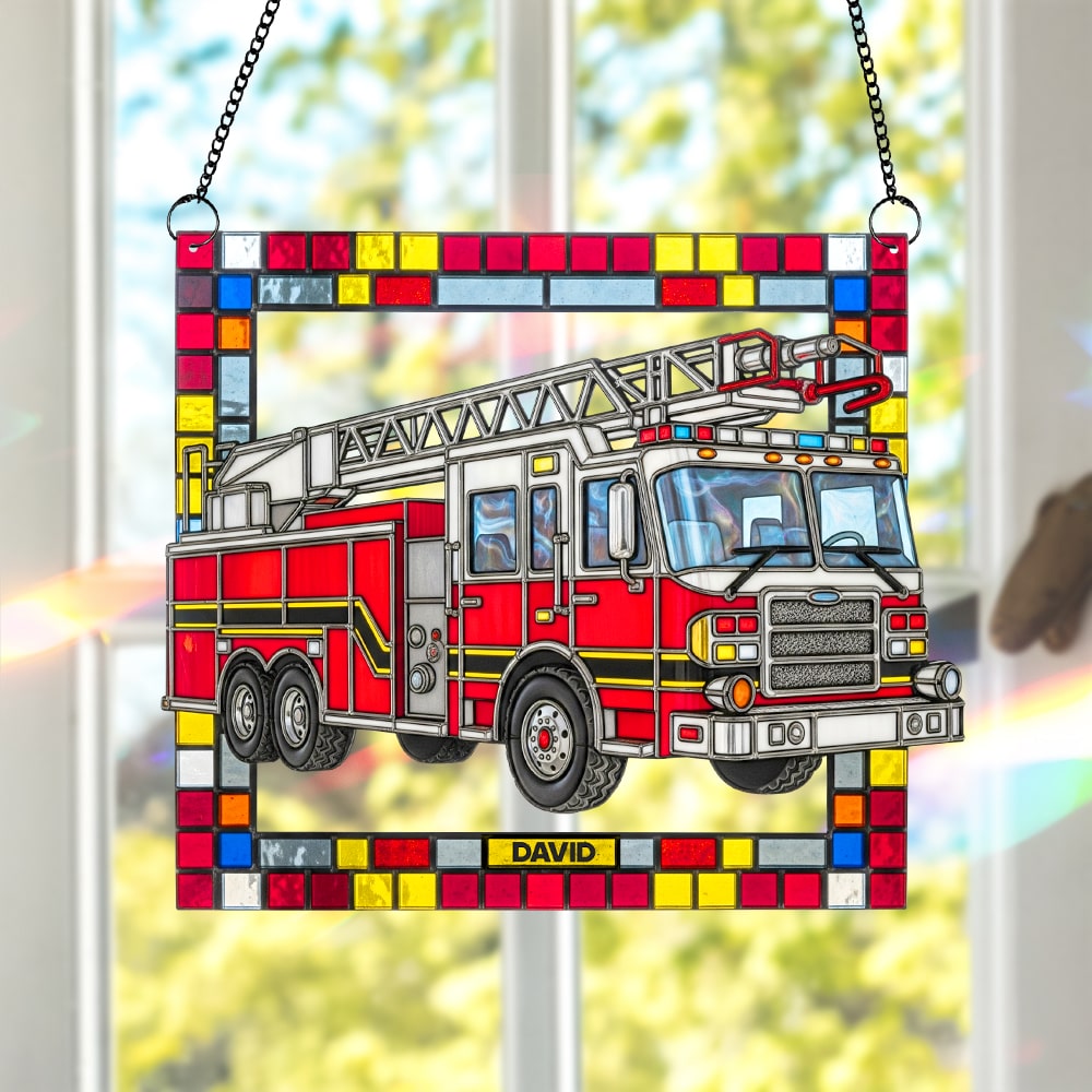 Firetruck Window Hanging Suncatcher Ornament Personalized Gifts For Firefighters 02ohtn060825 - Image 3