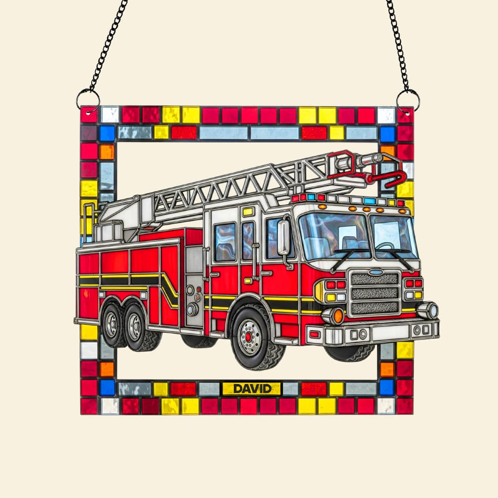 Firetruck Window Hanging Suncatcher Ornament Personalized Gifts For Firefighters 02ohtn060825 - Image 4