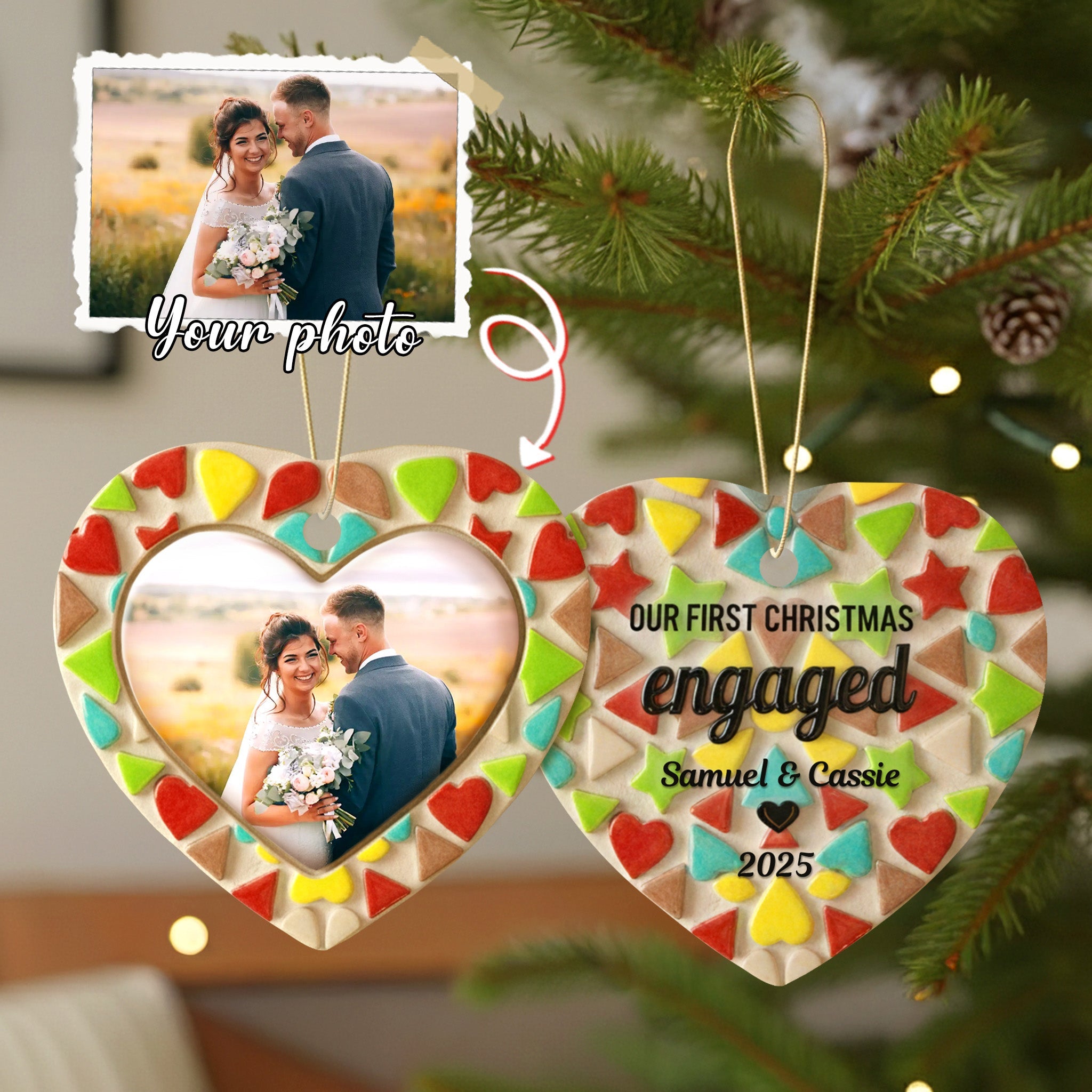 Alternative view of First Christmas Engaged Ornament, Personalized Gifts For Couple 01qhmg030925
