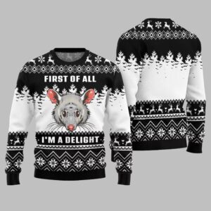 Alternative view of First Of All I Am A Delight Ugly Sweater 2025 Christmas - Grishko.com