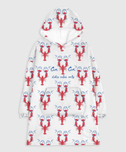 Fisherman Aesthetic Dalce Vibes Coastal Lobster Ocean Italian Girl Travel Wine Champagne Flannel Blanket Hoodie