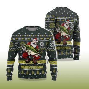 Alternative view of Fishing Lover Merry Fishmas Ugly Sweater 2025