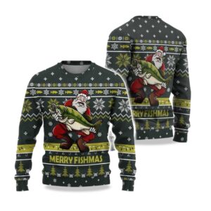 Fishing Lover Merry Fishmas Ugly Sweater 2025