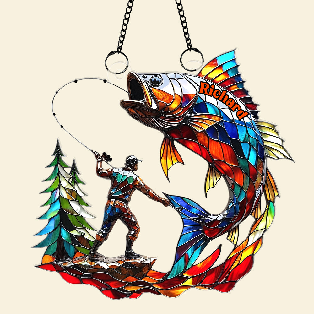 Fishing Scene Suncatcher Ornament - Personalized Gifts For Fishing Lovers 01tgqn020825 - Image 4