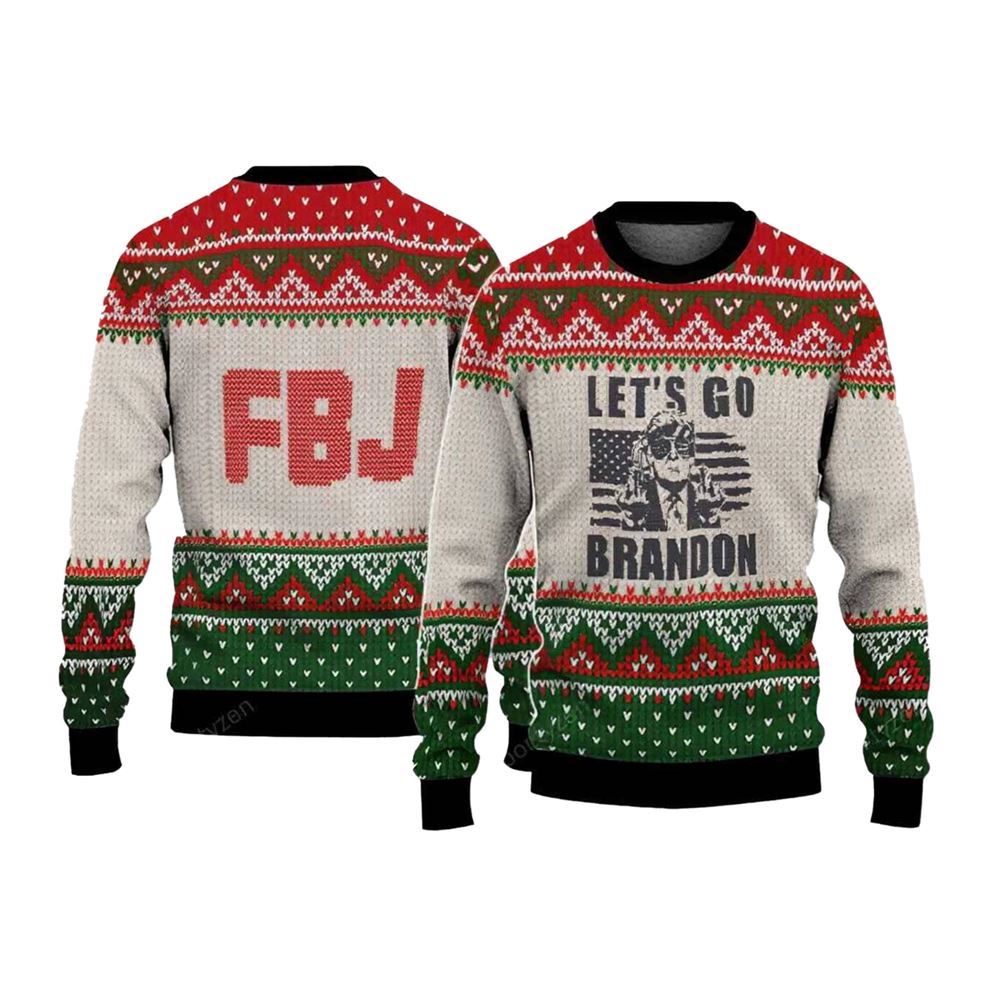 FJB Let's Go Brandon Trump Funny Ugly Christmas Sweater - Grishko.com