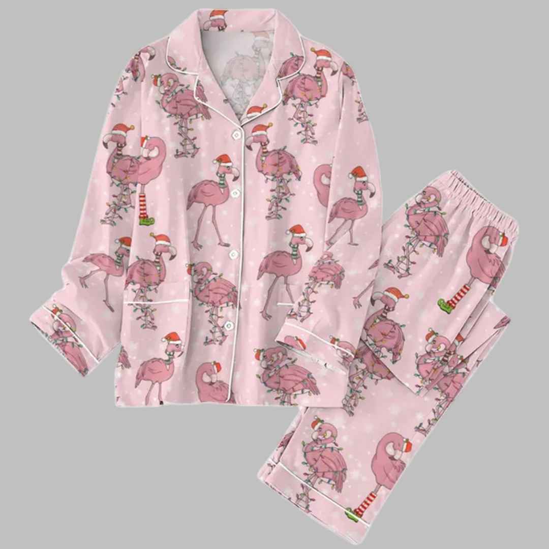 Flamingo Christmas Pajamas Set