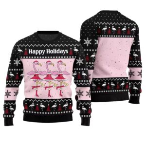 Alternative view of Flamingo Happy Holidays Ugly Christmas Sweater - Grishko.com