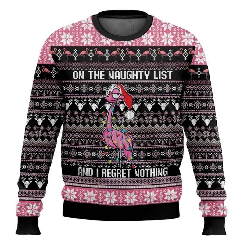 Flamingo Naughty List Ugly Christmas Sweater