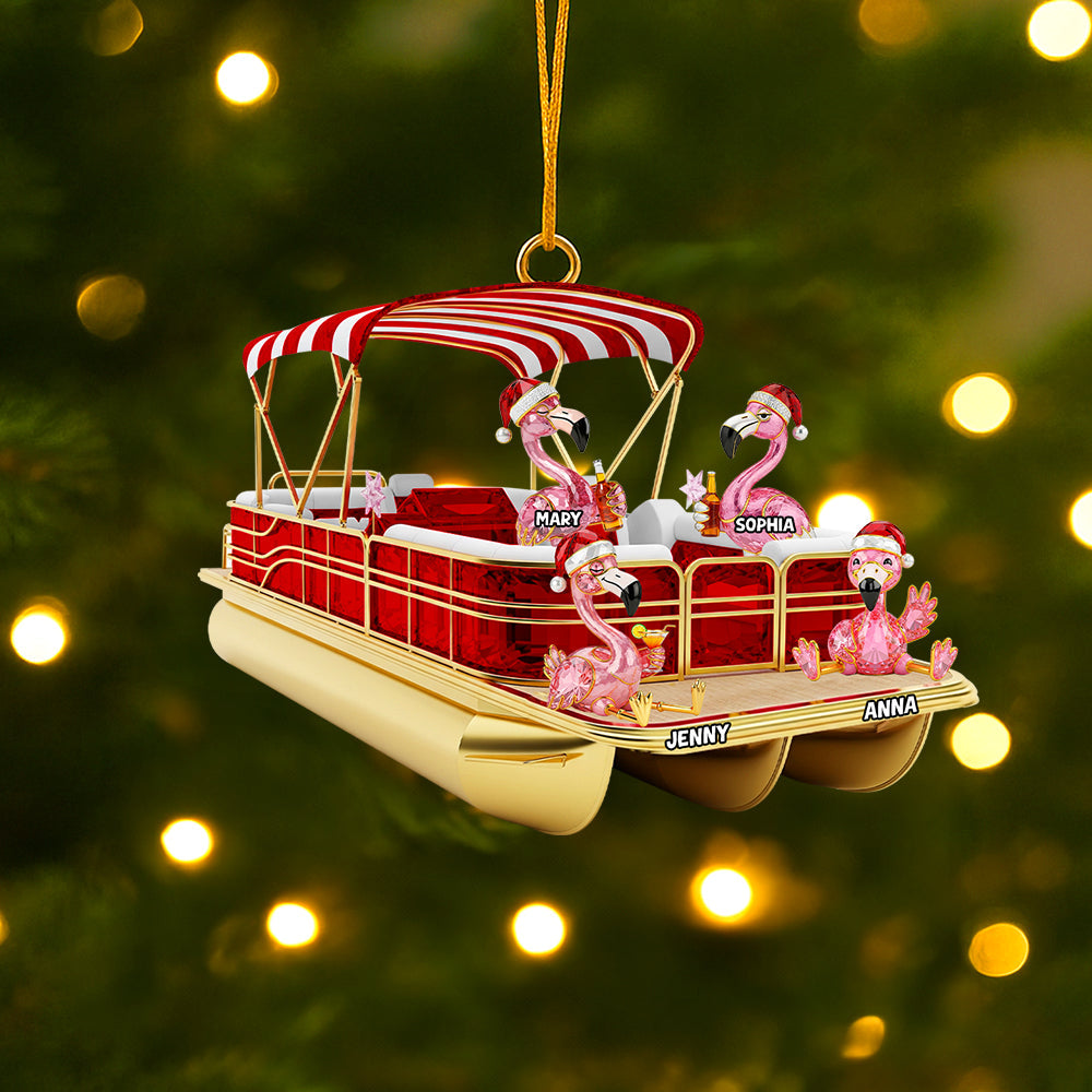 Alternative view of Flamingo Pontoon Christmas Acrylic Ornament Personalized Gifts For Family 02ohtn180825