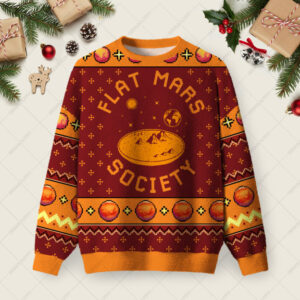 Flat Mars Society Ugly Christmas Fuzzy Fleece Sweatshirt
