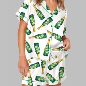 Floral Champagne Bottle Pajama Set
