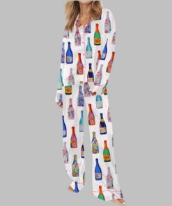 Alternative view of Floral Champagne Bottle Satin Pajama Set