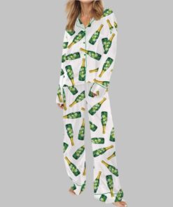 Alternative view of Floral Champagne Bottle Silky Satin Pajama Set