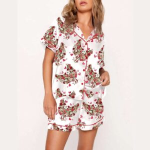 Alternative view of Floral Chicken Valentine Print Pajama Set