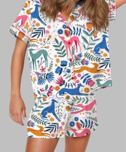 Alternative view of Floral Greyhound Whippet Pajama Set
