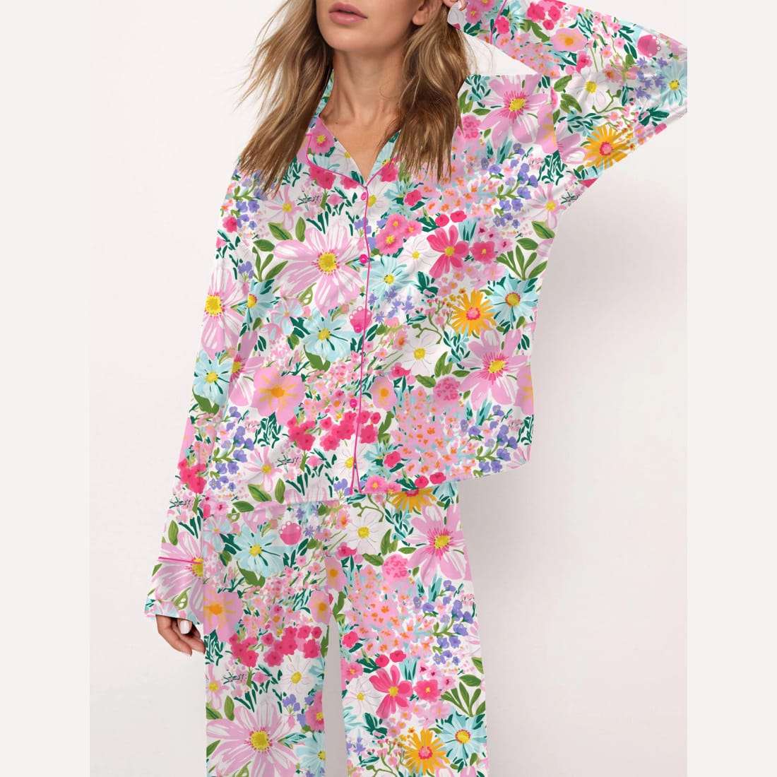 Floral Satin Pajama Set - Image 3