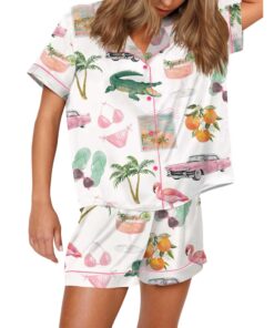 Florida Palm Beach Satin Pajama Set For Women
