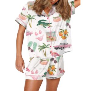 Florida Palm Beach Satin Pajama Set For Women