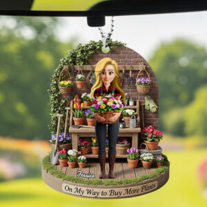 Flower Garden Girl Car Ornament Personalized Gifts For Gardeners 03NADT250625