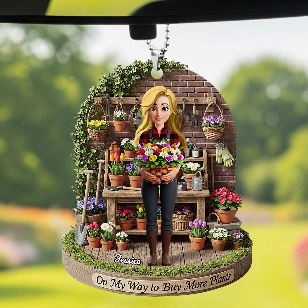 Flower Garden Girl Car Ornament Personalized Gifts For Gardeners 03NADT250625