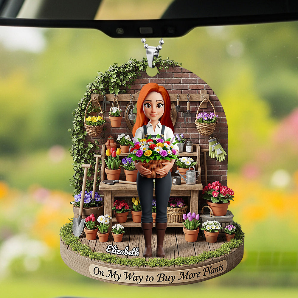 Alternative view of Flower Garden Girl Car Ornament Personalized Gifts For Gardeners 03NADT250625