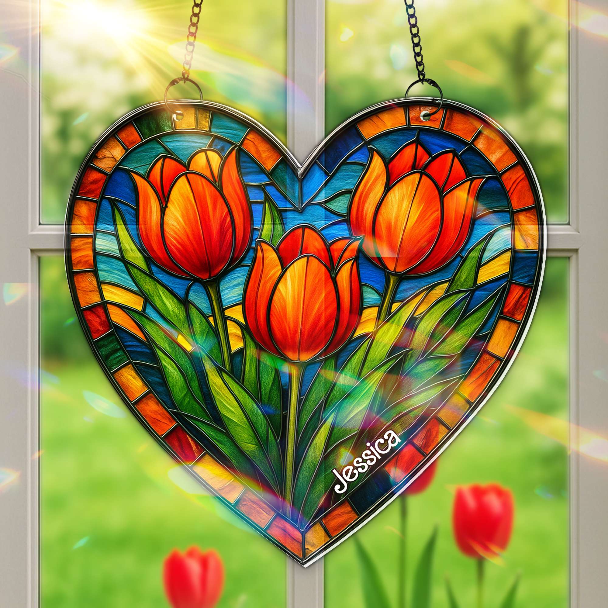 Flower Garden Suncatcher Ornament Personalized Gifts for Flower Lovers 01HULU180725