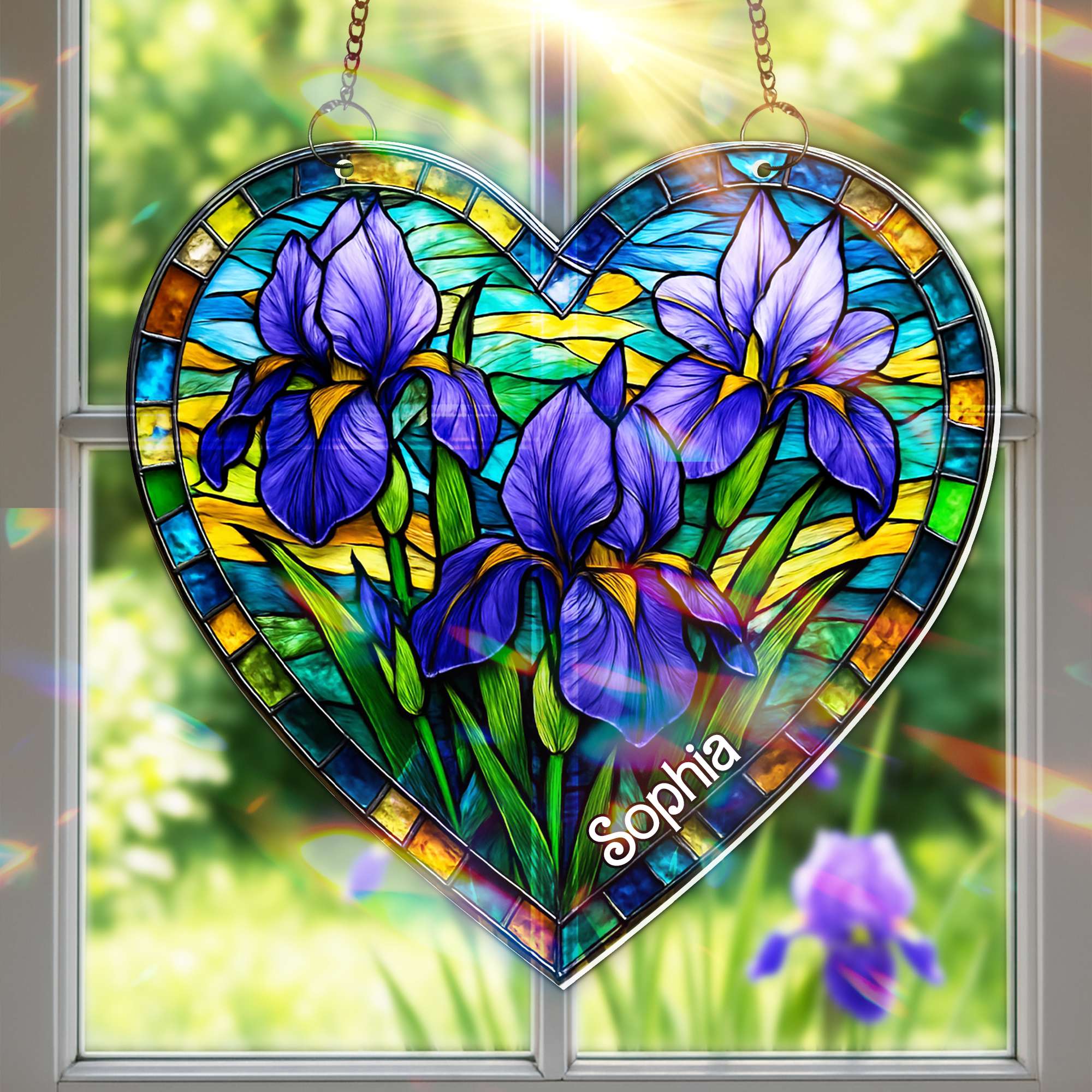 Alternative view of Flower Garden Suncatcher Ornament Personalized Gifts for Flower Lovers 01HULU180725