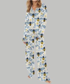 Alternative view of Flowers And Bees Silky Satin Pajama Set