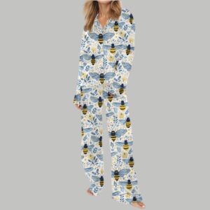 Alternative view of Flowers And Bees Silky Satin Pajama Set