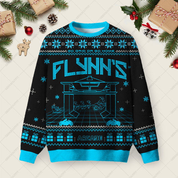 Flynn's Arcade Ugly Christmas Fuzzy Fleece Sweatshirt