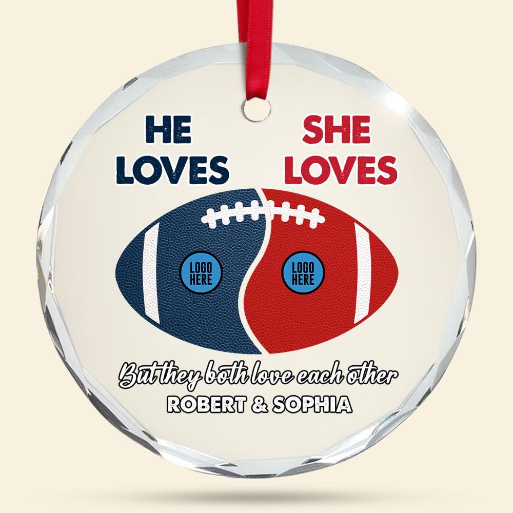 Football Couple Ornament - Couple Divided - Custom Team Logo Gifts For Football Lovers - Image 4