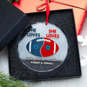 Alternative view of Football Couple Ornament - Couple Divided - Custom Team Logo Gifts For Football Lovers