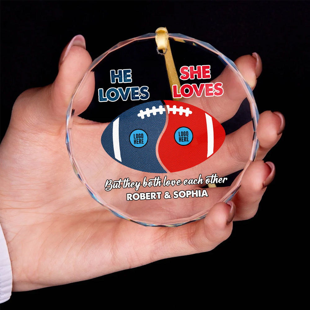 Football Couple Ornament - Couple Divided - Custom Team Logo Gifts For Football Lovers - Image 3