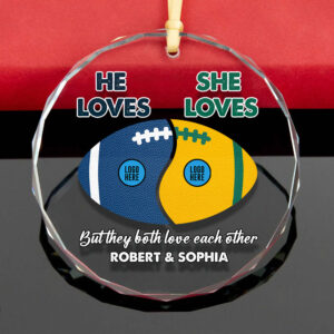 Football Couple Ornament - Couple Divided - Custom Team Logo Gifts For Football Lovers