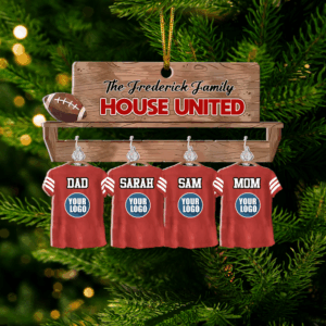 Football Family Ornaments - House Divided & Jersey Shirt With Custom Team Logo Gifts For Football Lovers