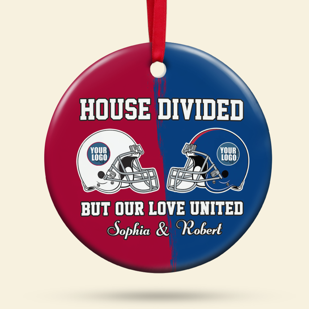 Football House Divided Ornament - Custom Team Logo Gifts For Family Football Fans - Image 6